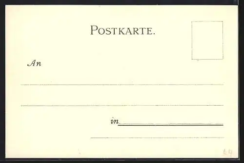 Lithographie Garmisch-Partenkirchen, Ortspartie am Ufer des Eibsees