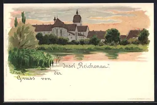 Lithographie Reichenau / Bodensee, Gasthaus zum Mohren