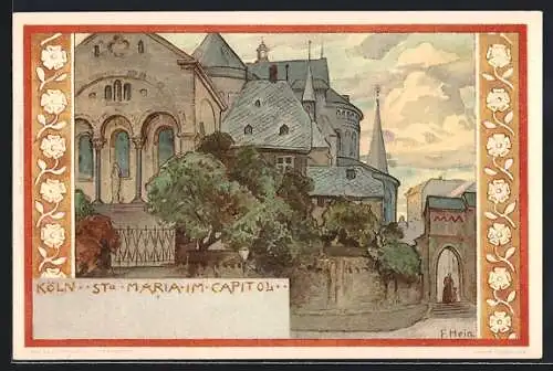 Künstler-AK Franz Hein: Köln, Sankt Maria im Capitol, Ortsansicht, Blumenornament