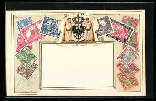 AK Deutsches Reich, Briefmarken mit Wappenadler, Deutsche Reichspost