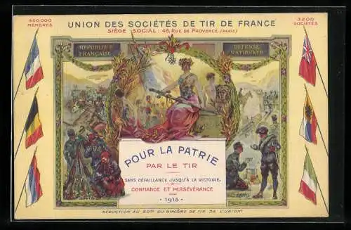 AK Paris, Union des Societes de Tir de France, 46, Rue de Provence, Les Poilus du Front