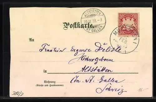 AK München, Münchner Hofbräuhaus, grosses Wandgemälde im Festsaal, Innenansicht, Mutter Gottes, Engel