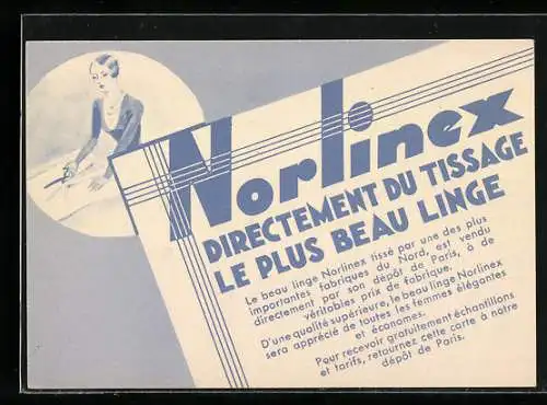AK Paris, Norlinex, Directement du Tissage le plus beau linge, 36 Rue de Sévigné
