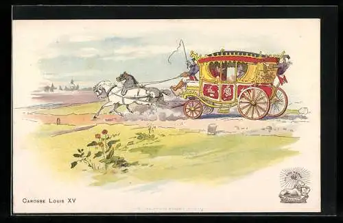 AK Carosse Louis XV, Pferdekutsche auf schneller Fahrt