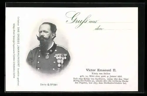 AK Victor Emanuel II., König von Italien in Uniform