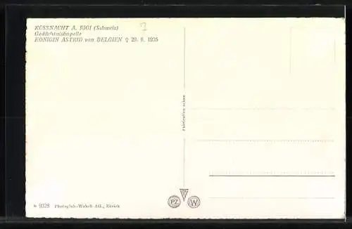 AK Königing Astrid von Belgien mit Grabstein und Kapelle