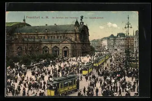 AK Frankfurt, Strassenbahn am Hauptbahnhof