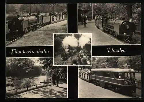 AK Dresden, Fünf Motive der Pioniereisenbahn