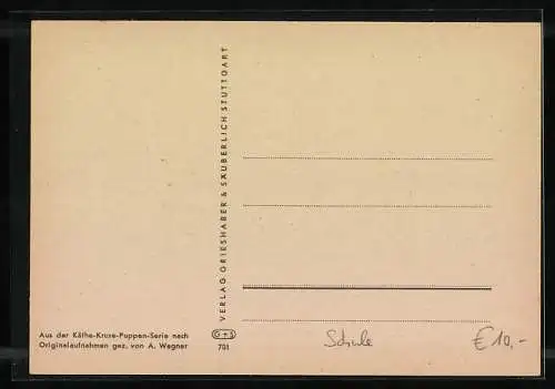 Künstler-AK Käthe Kruse-Puppen in der Schule, Sie weiss nichts