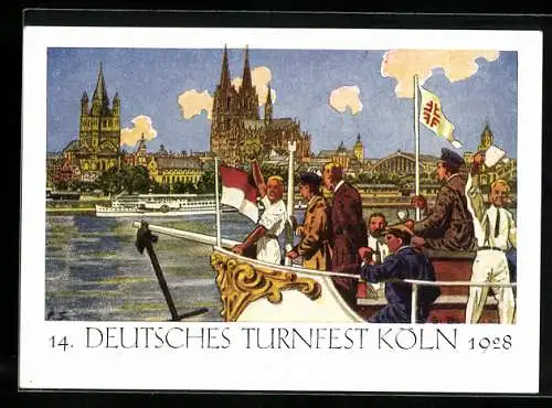 Künstler-AK Köln, 14. Deutsches Turnfest 1928