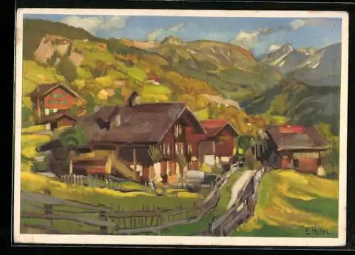 AK Herbstlandschaft von E. Hodel, Pro Juventute