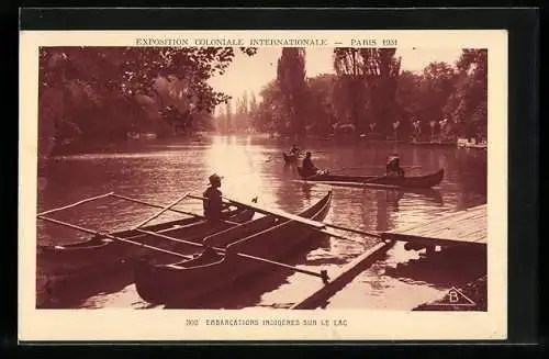 AK Paris, Exposition Coloniale Internationale 1931, Embarcations Indigènes sur le Lac