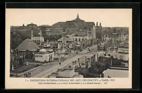 AK Paris, Exposition Internationale des Arts Decoratifs 1925, Pont Alexandre III et le Grand Palais, Ausstellung