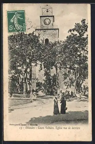 AK Ollioules, Cours Voltaire, Eglise vue de derrière