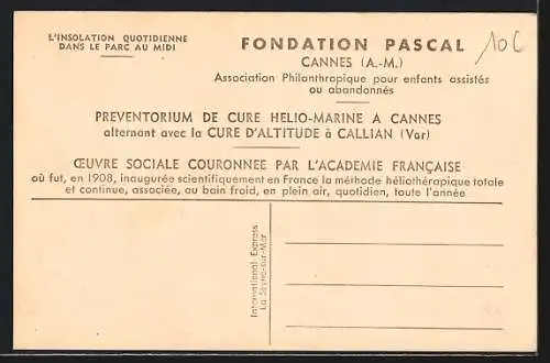 AK Cannes, L`insolation quotidienne dans le parc au midi