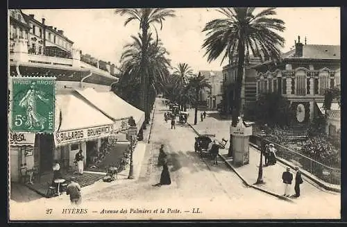 AK Hyères, Avenue des Palmiers et la Poste