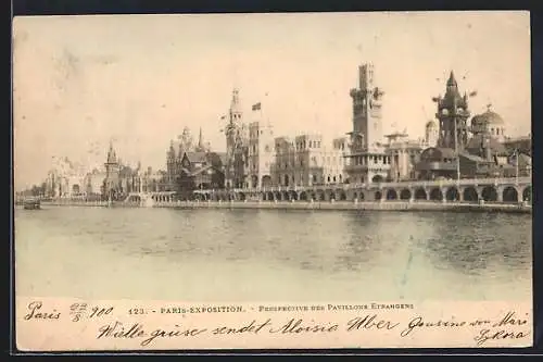 AK Paris, Exposition 1900, Perspective des Pavillons Etrangers