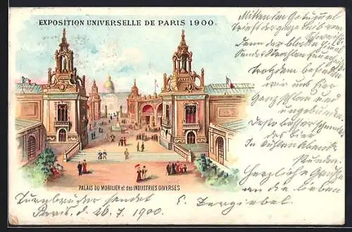 Lithographie Paris, Palais du Mobilier et des Industries diverses, Exposition Universelle 1900