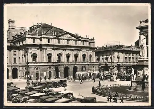 AK Milano, Piazza e teatro alla scala, Strassenbahn