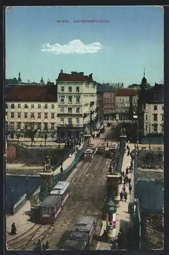 AK Wien, Aspernbrücke mit Strassenbahn