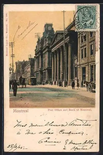 AK Montreal, Post Office and Bank of Montreal, Strassenbahn