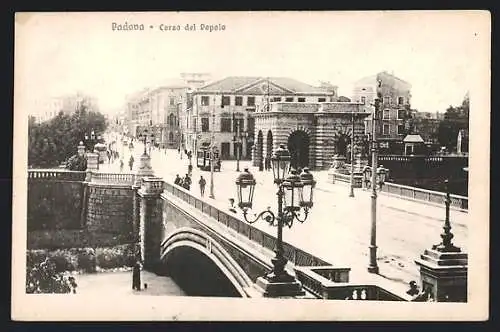 AK Padova, Corso del Popolo, Ponte, Strassenbahn