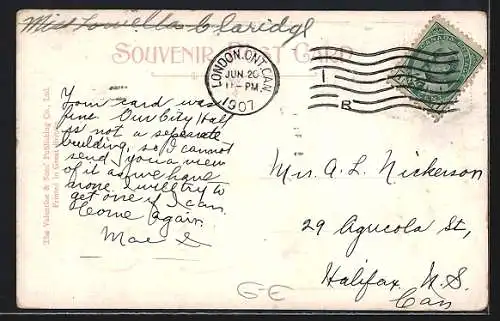 AK London, Ont. Canada, Dundas Street, looking West from Richmond Street, Strassenbahn