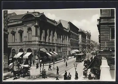 AK Palermo, Via Roma e Tramway, Strassenbahn