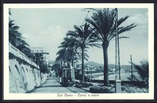 AK San Remo, Corso a mare, Strassenbahn
