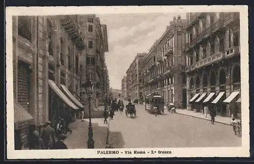 AK Palermo, Via Roma e Tramway, Strassenbahn