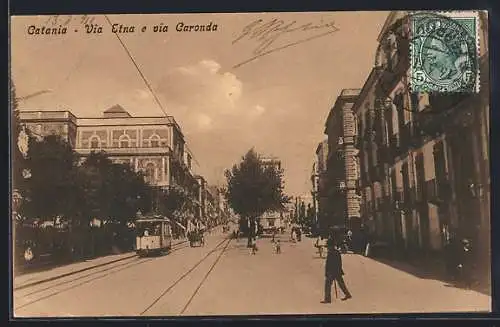 AK Catania, Via Etna e via Caronda, Strassenbahn