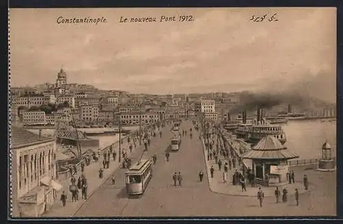 AK Constantinople, le nouveau Pont et Tramway, Strassenbahn