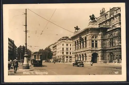 AK Wien, Partie am Opernring, Strassenbahn