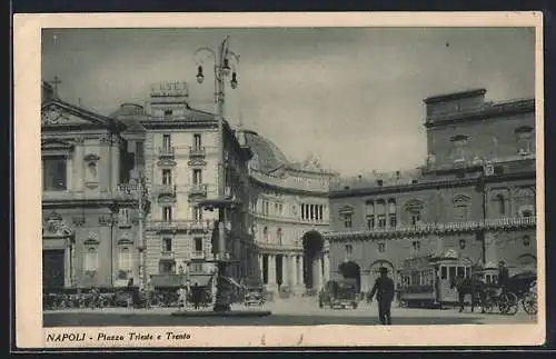 AK Napoli, Strassenbahn am Piazza Trieste e Trento