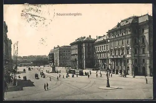 AK Wien, Schwarzenbergplatz mit Strassenbahn