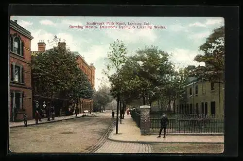 AK London, Southwark Park Road, Looking East, Shewing Messrs. Daintree`s Dyeing & Cleaning Works