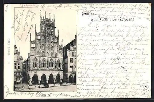 AK Münster /Westf., Rathaus aus der Vogelschau