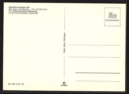 AK Oberlenningen-Hochwang, Gasthof Lenninger Alb Fam. Kirchgeorg, Ortsansicht
