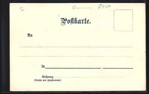 Lithographie Hundseck /Bad. Schwarzwald, Villa mit Bergpanorama