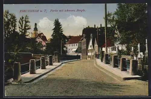 AK Kirchheim u. Teck, Strassenpartie mit schwarz. Bergle