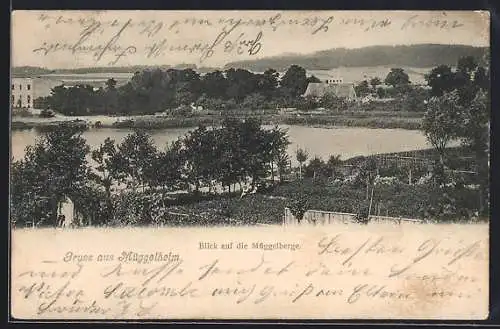 AK Berlin-Müggelheim, Ortspartie mit Blick auf die Müggelberge