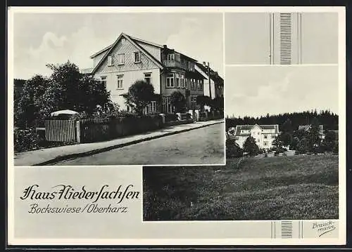 AK Bockswiese /Oberharz, Hotel Haus Niedersachsen, Ortspartie