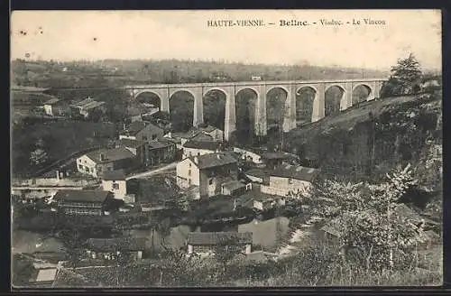 AK Bellac, Viaduc de Vincou et vue sur le village