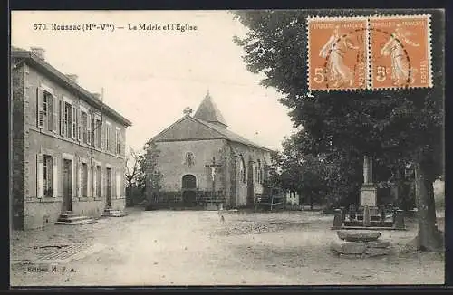 AK Roussac, La Mairie et l`Église