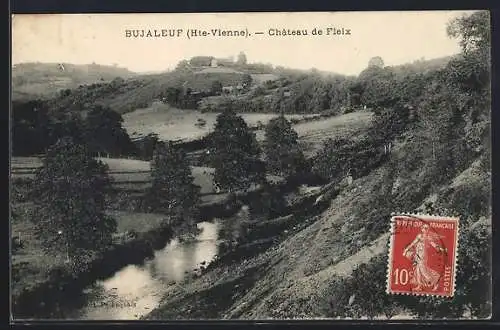 AK Bujaleuf, Château de Fleix et paysage environnant