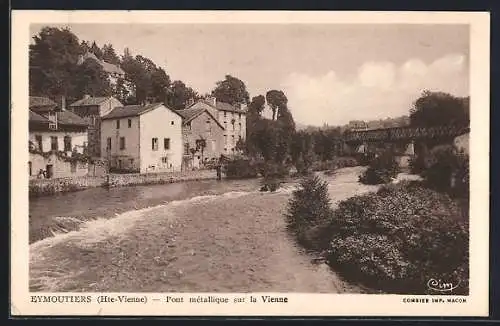 AK Eymoutiers, Pont métallique sur la Vienne