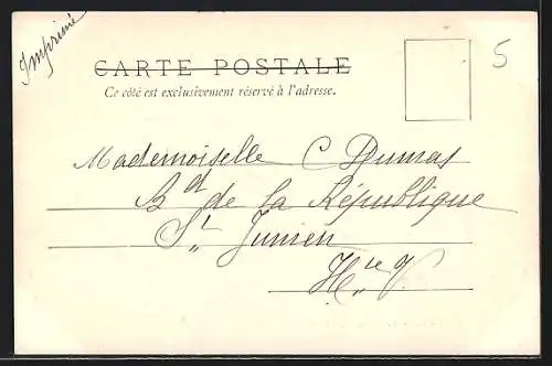 AK Limoges, Place Jourdan avec statue et bâtiments environnants