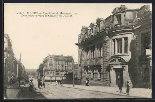 AK Limoges, Boulevard Montmailler, Perspective vers le Champ de Juillet