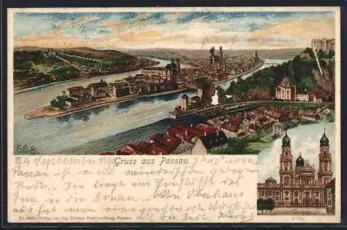 Lithographie Passau, Gesamtansicht