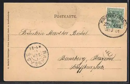 AK Konstanz, Postgebäude und Bahnhof